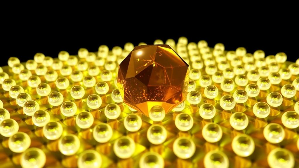 Microscopic view of spherical carbon buckyballs being separated by molecules in solar cell layer