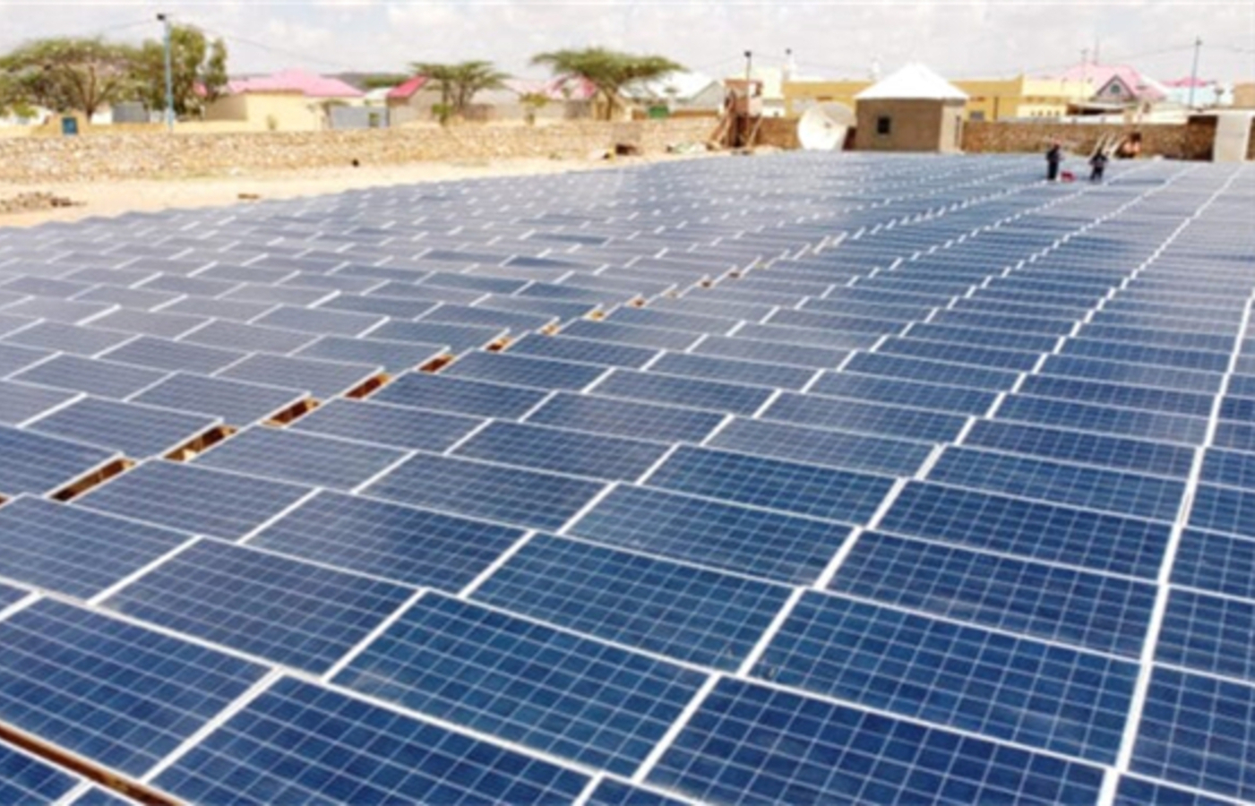 Solar panels installed on rural Ethiopian home bringing electricity to off-grid community