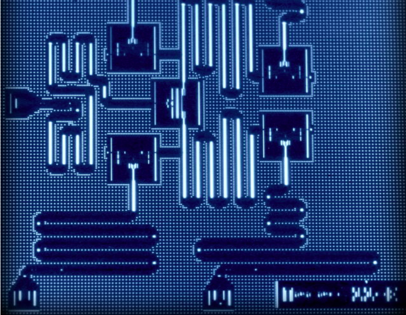 Quantum computing chip glowing with blue light representing advanced technology innovation