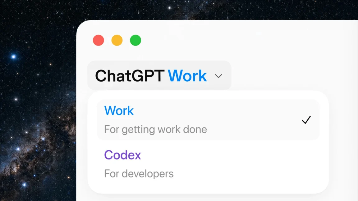 ** Computer screen displaying ChatGPT Work interface with multiple workplace app connections