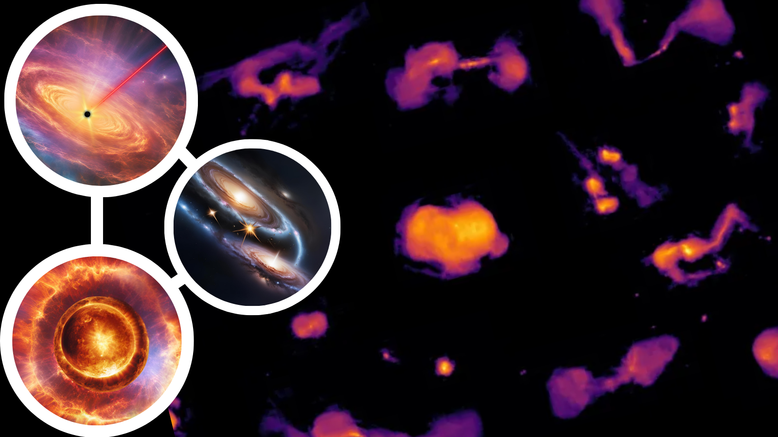 Colorful radio wave map showing millions of cosmic objects including black holes and galaxies