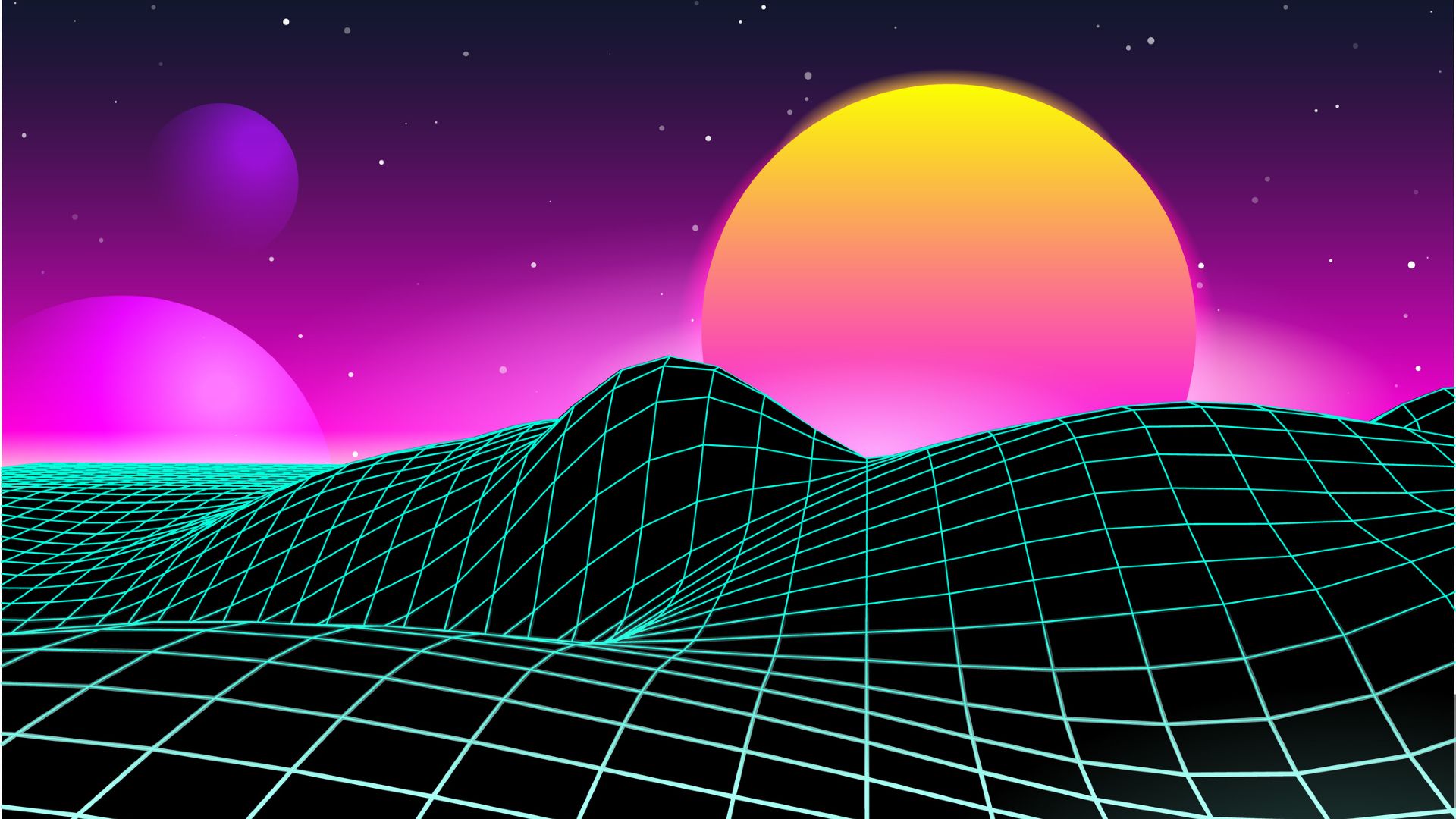Computer-rendered illustration showing colorful cosmic space with stars and galaxies throughout universe