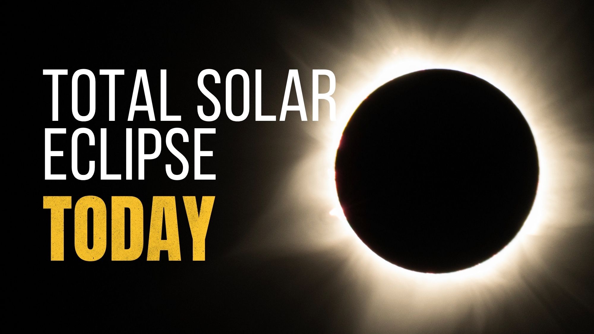 The moon completely blocks the sun during total solar eclipse creating corona effect in darkened sky