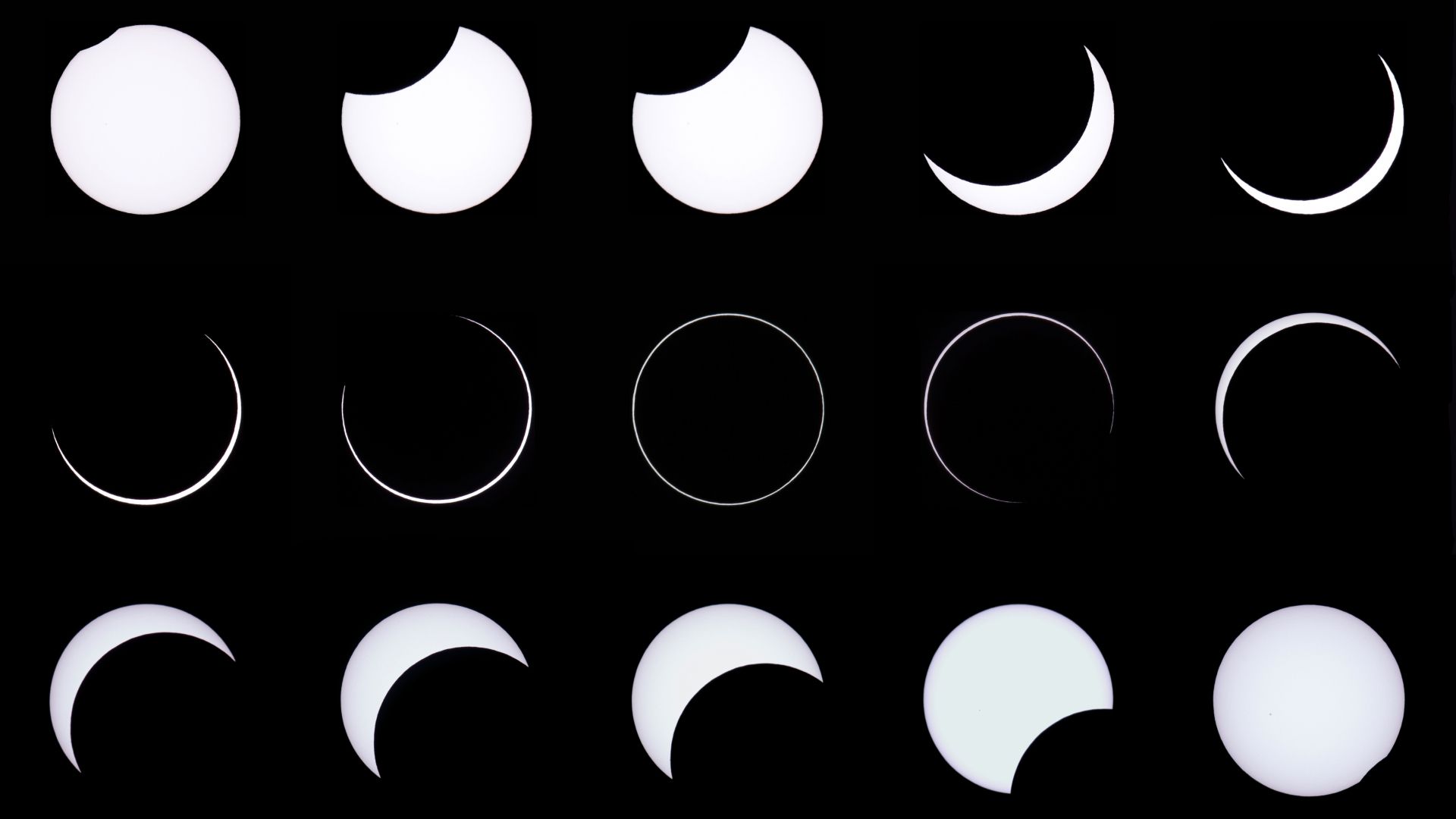 Annular solar eclipse showing glowing ring of sunlight around dark moon silhouette