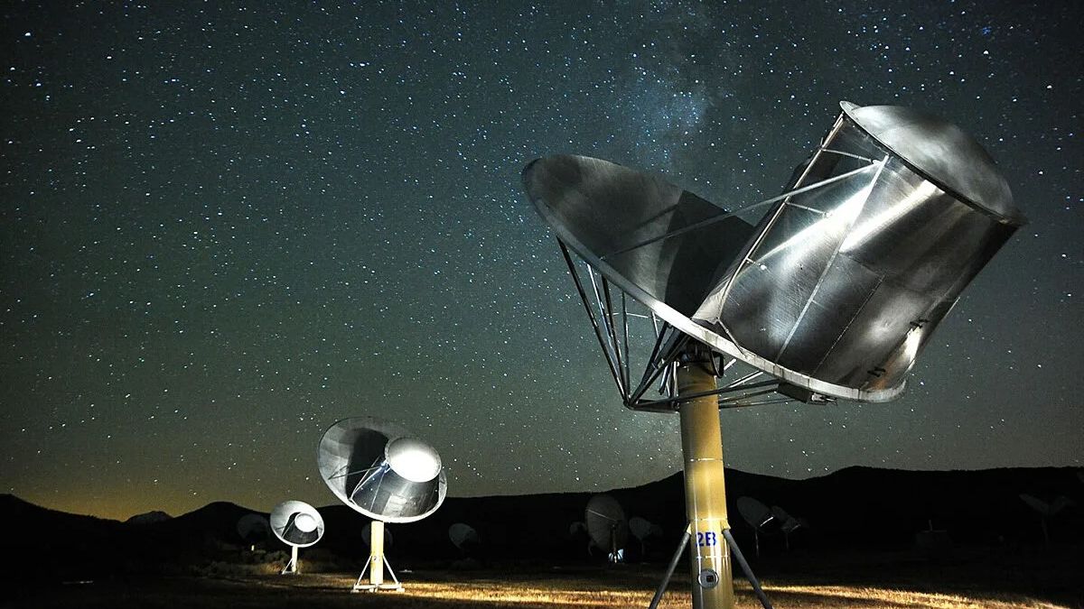 SETI Institute's Allen Telescope Array radio dishes in Northern California searching for alien signals