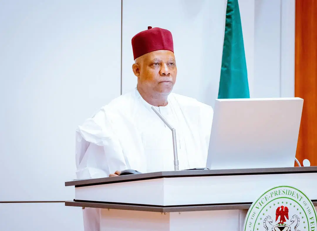 Vice President Kashim Shettima speaking at Niger Delta agricultural investment summit in Abuja