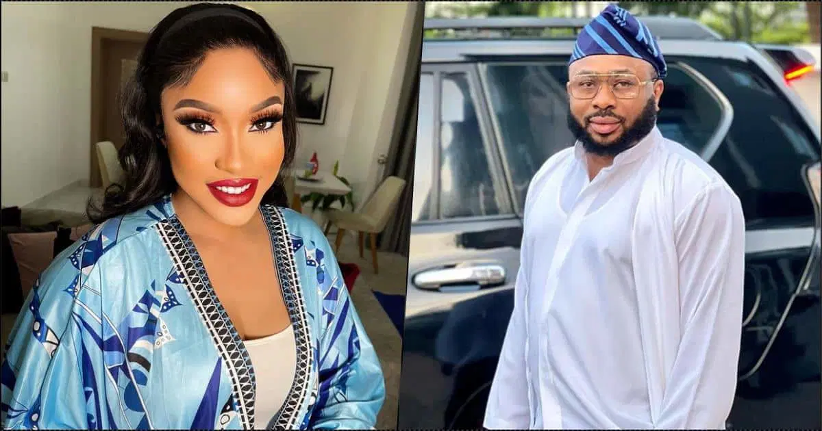 Nigerian actress Tonto Dikeh smiling, announcing reconciliation with former husband Churchill