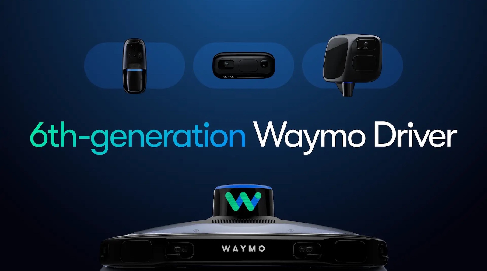 Waymo self-driving vehicle with advanced sensor array on city street at night
