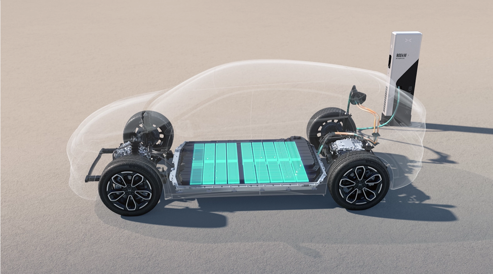 Modern ultra-fast electric vehicle charging station with sleek white charger in Indonesia