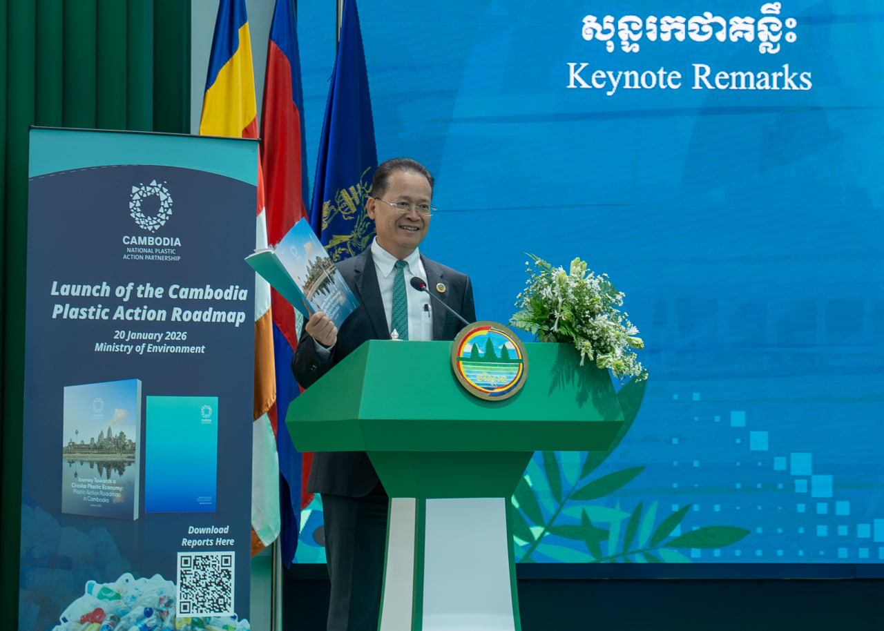 Cambodia's Environment Minister Dr. Eang Sophalleth at the Plastic Action Roadmap launch ceremony