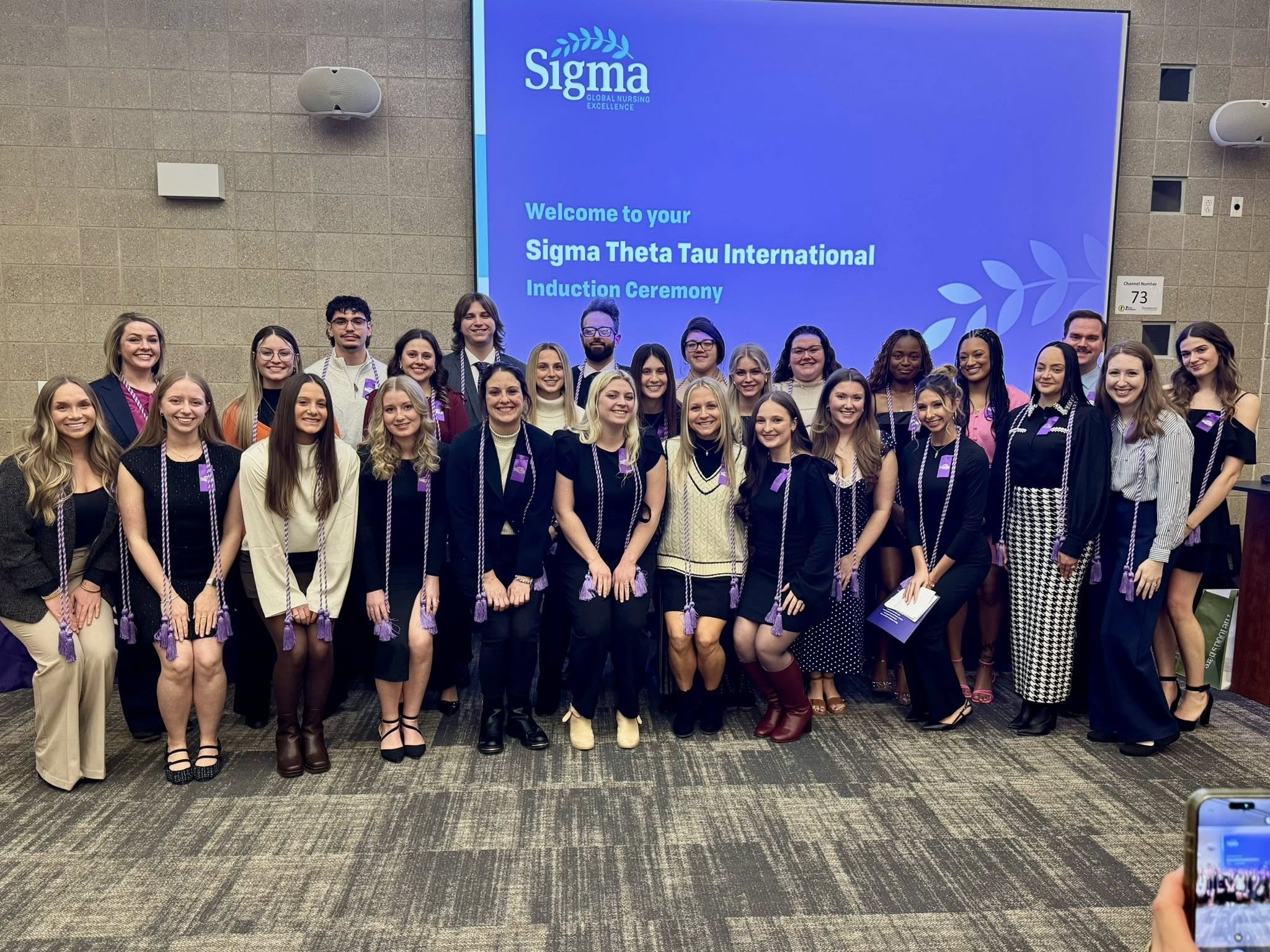 Nursing students in professional attire at Youngstown State University Sigma honor society induction ceremony