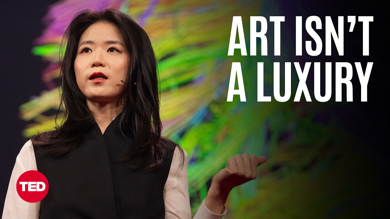 ** Artist Yiyun Kang speaking at TED about making invisible crises tangible through art