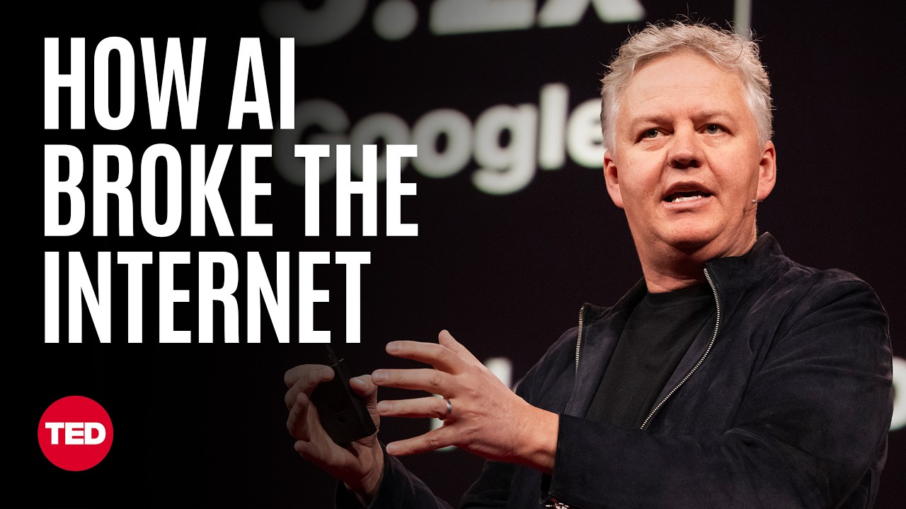 ** Matthew Prince speaking on TED stage about AI's impact on internet business models