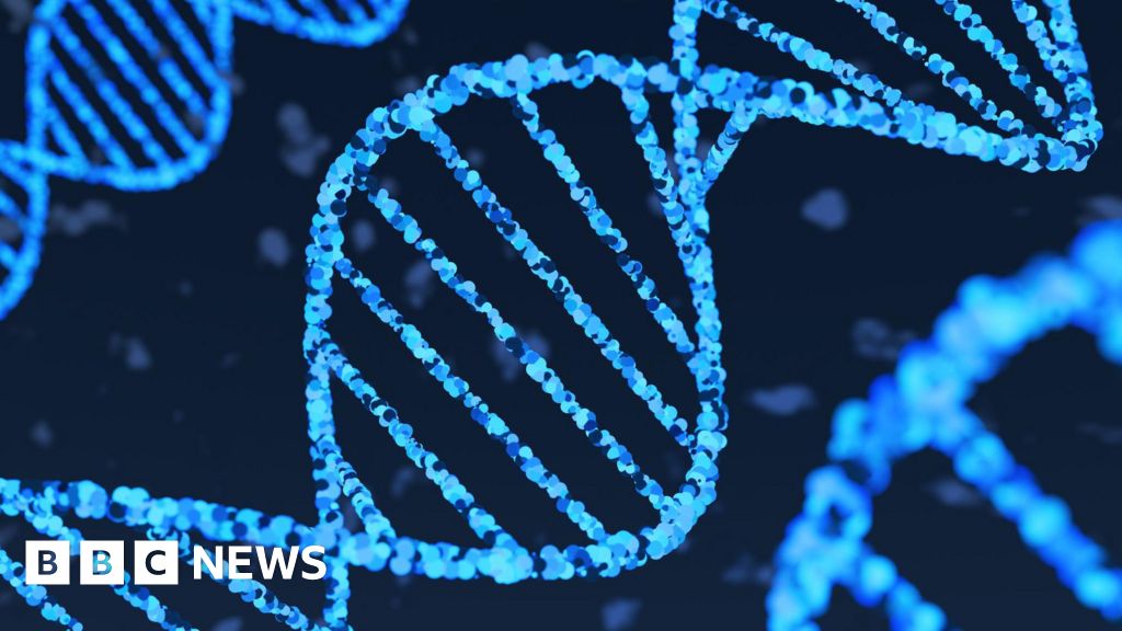 Digital visualization of DNA double helix with glowing letters representing genetic code analysis