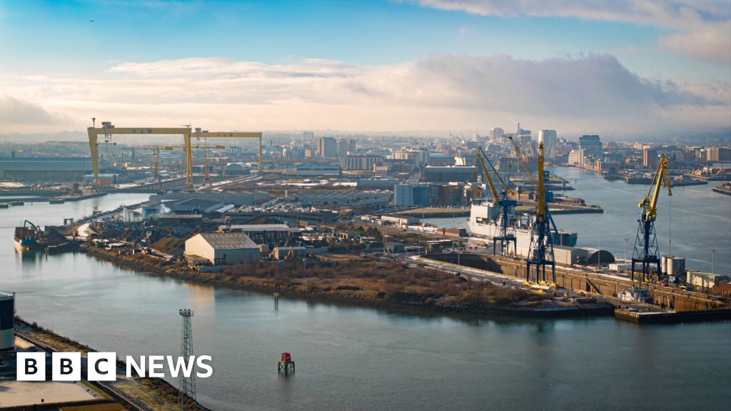 Belfast Harbour waterfront with ships docked, showcasing location of zero-emission transport testing facility