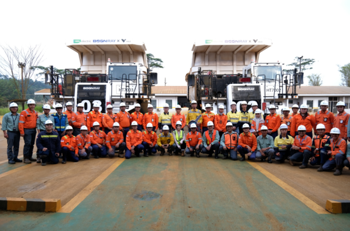 Large electric mining truck operating at an open-pit nickel mine in Indonesia