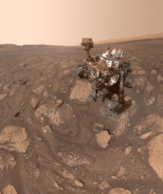 NASA Curiosity rover's selfie at Mary Anning drill site on Mars surface