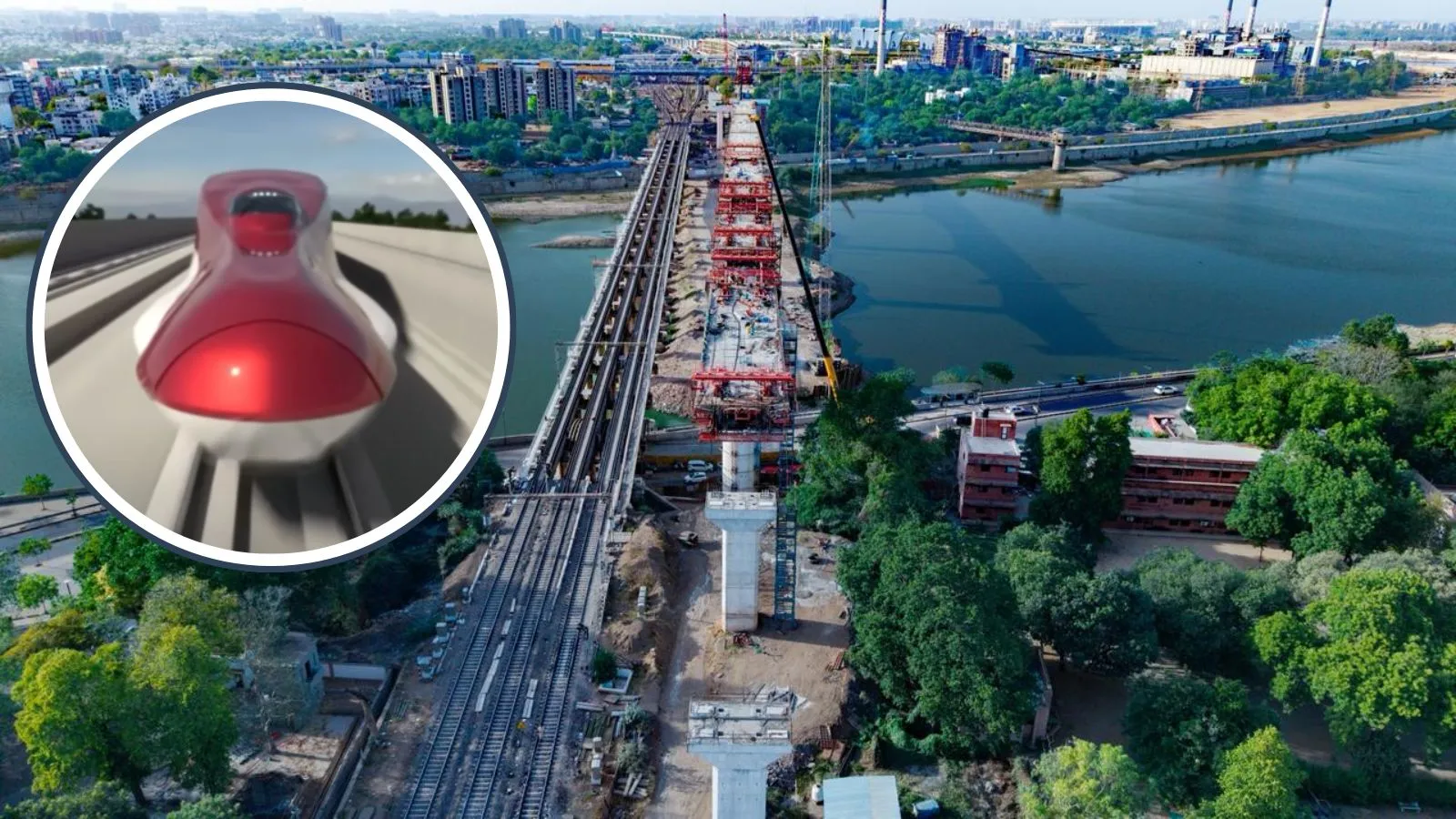 India's Bullet Train Bridge Rises 36 Meters Over River