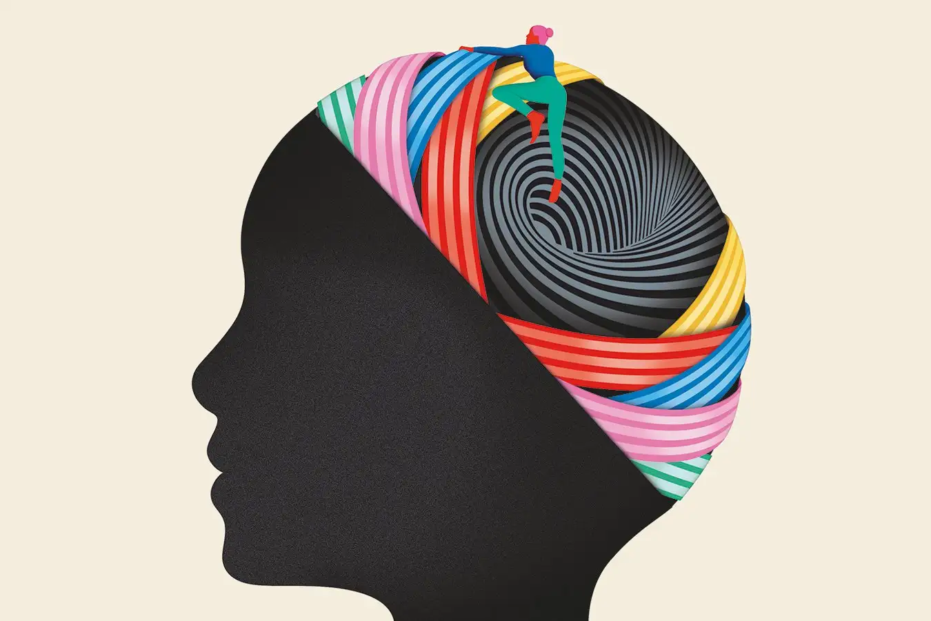 Medical researcher examining brain scan imagery showing neural pathways and cortical structures