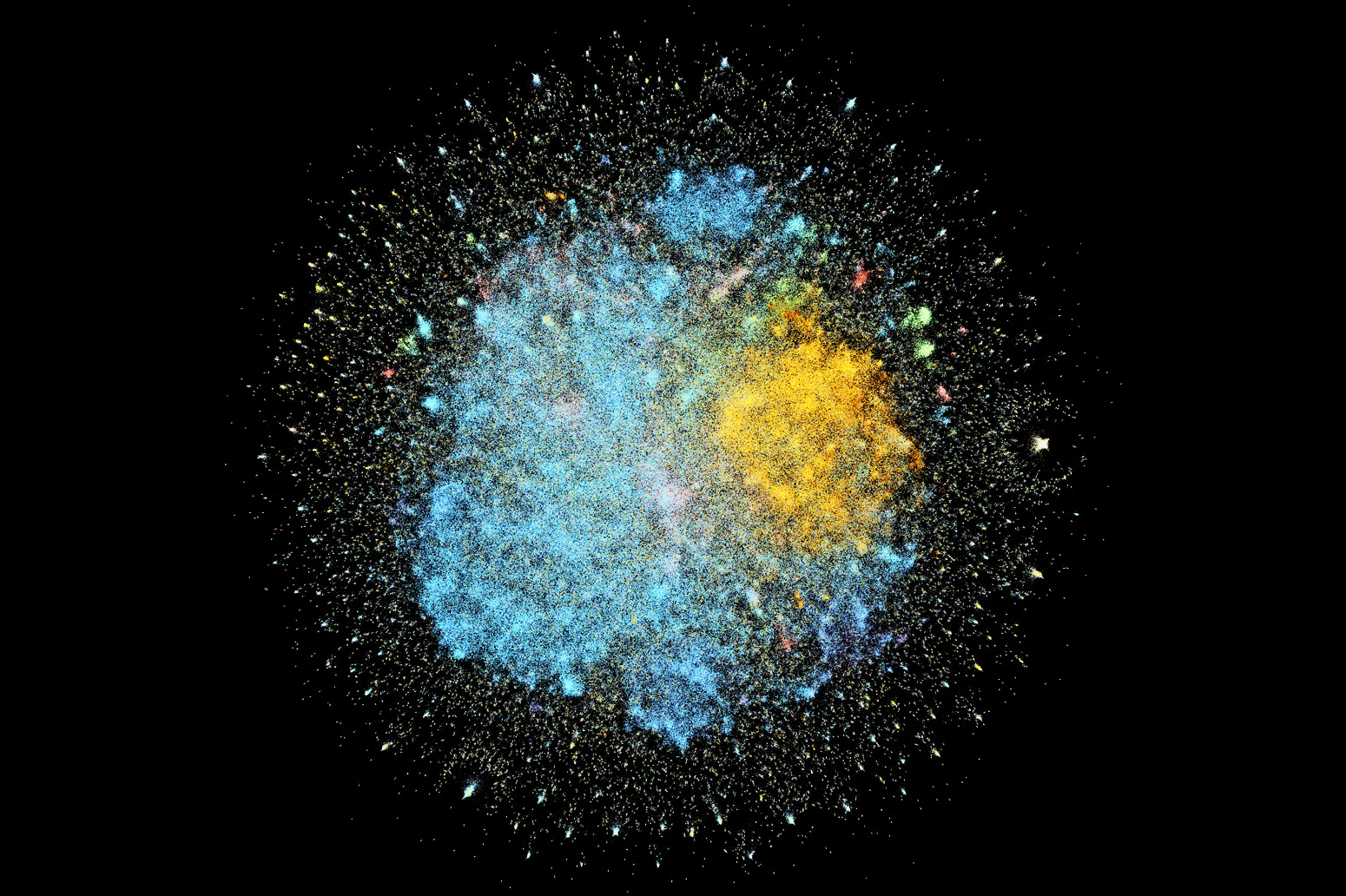 Digital network visualization showing interconnected nodes representing climate science publications and citations