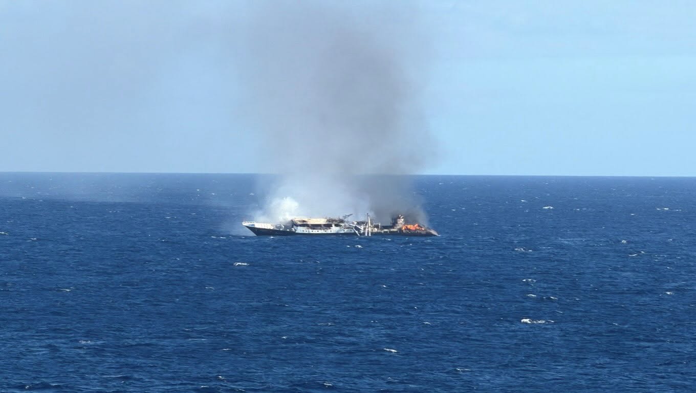 27 Fishermen Rescued After Fire 450 Miles From Galapagos