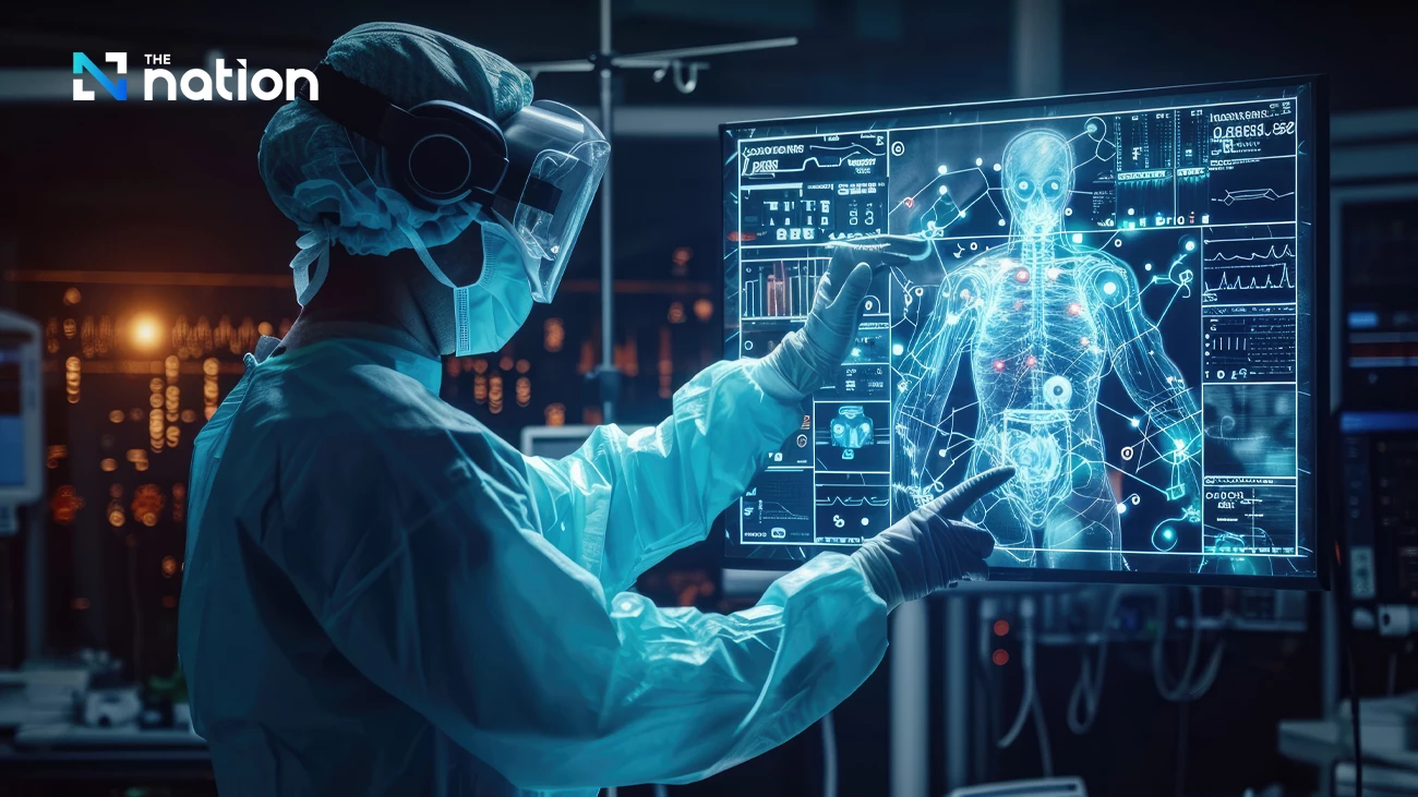 Modern hospital in Bangkok with doctors using artificial intelligence technology for patient care