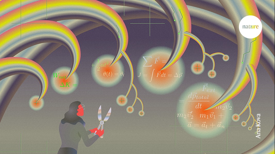 Abstract illustration showing mathematical symbols and equations integrated with AI neural network patterns