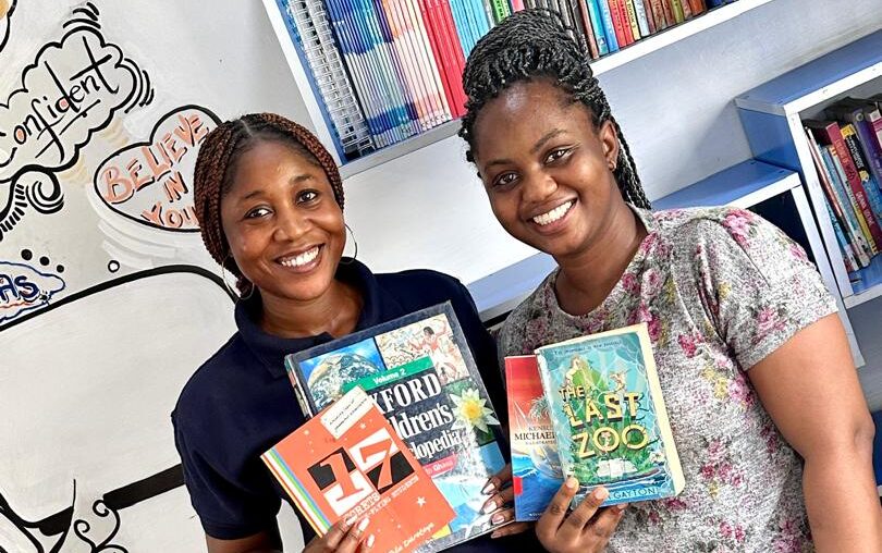 Renovated library interior with repaired shelves and seating at Lagos juvenile correctional center