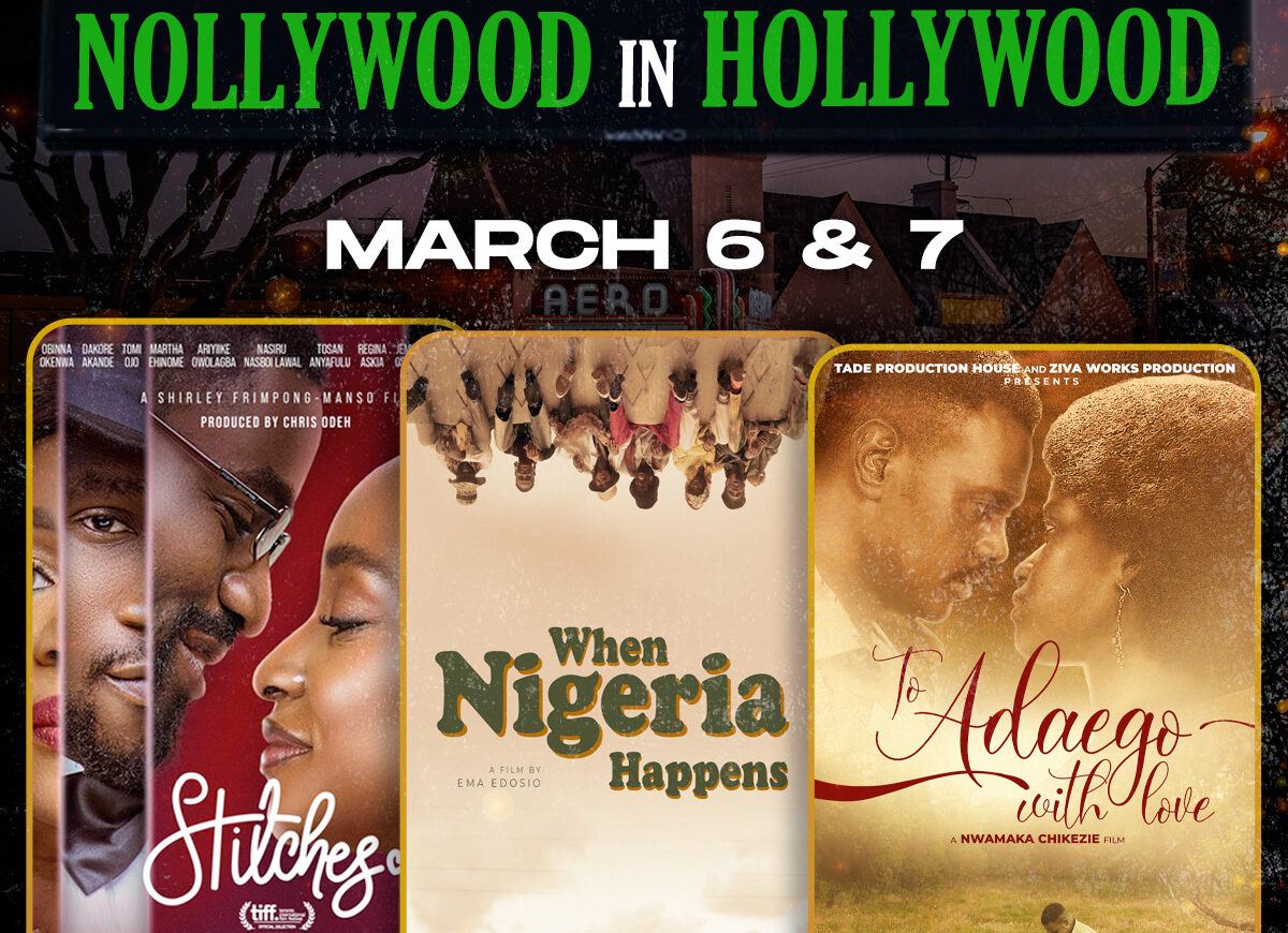 Film reel and clapperboard representing Nigerian cinema screening at Los Angeles showcase event