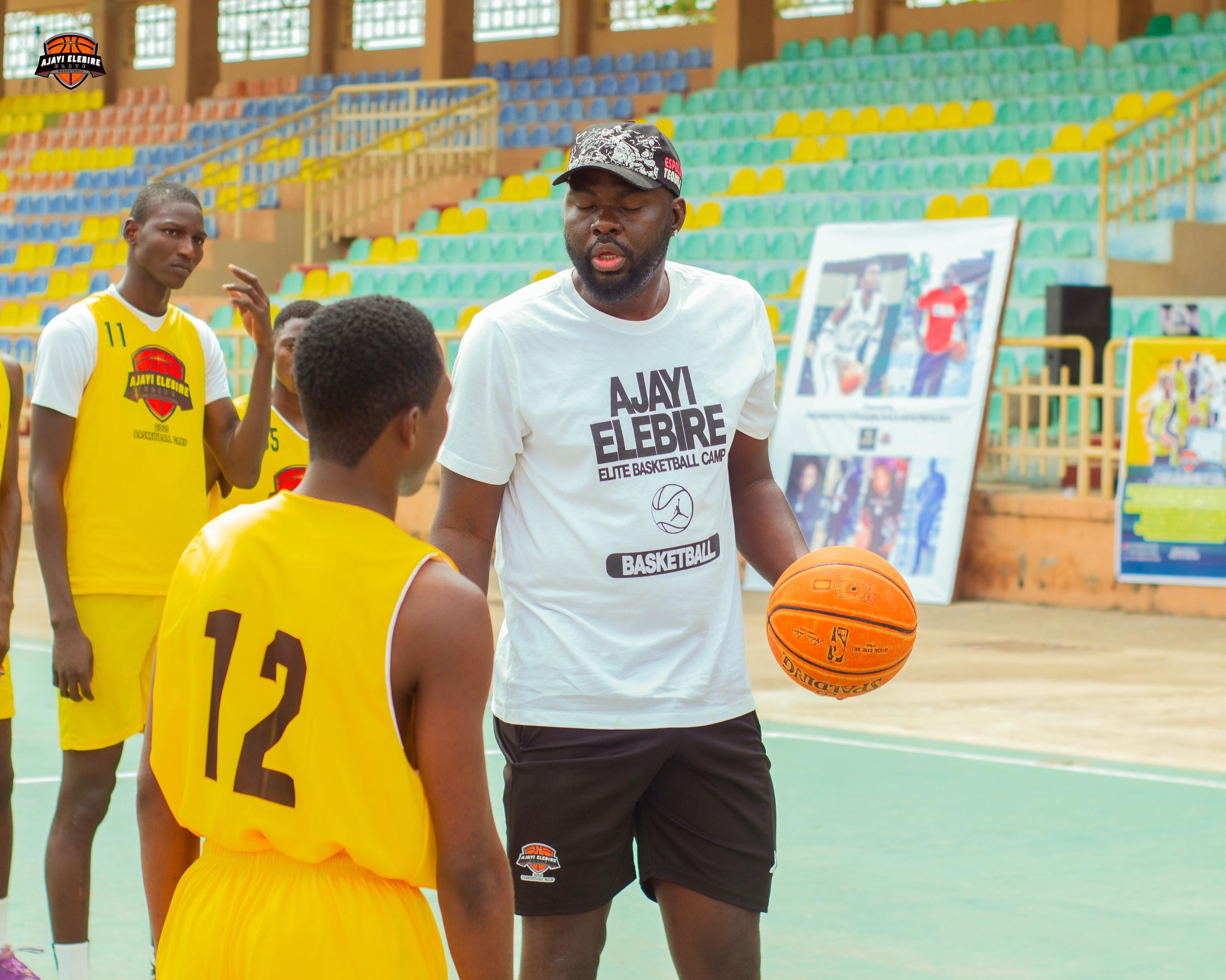 Young Nigerian basketball players practicing drills during training camp in Ekiti State