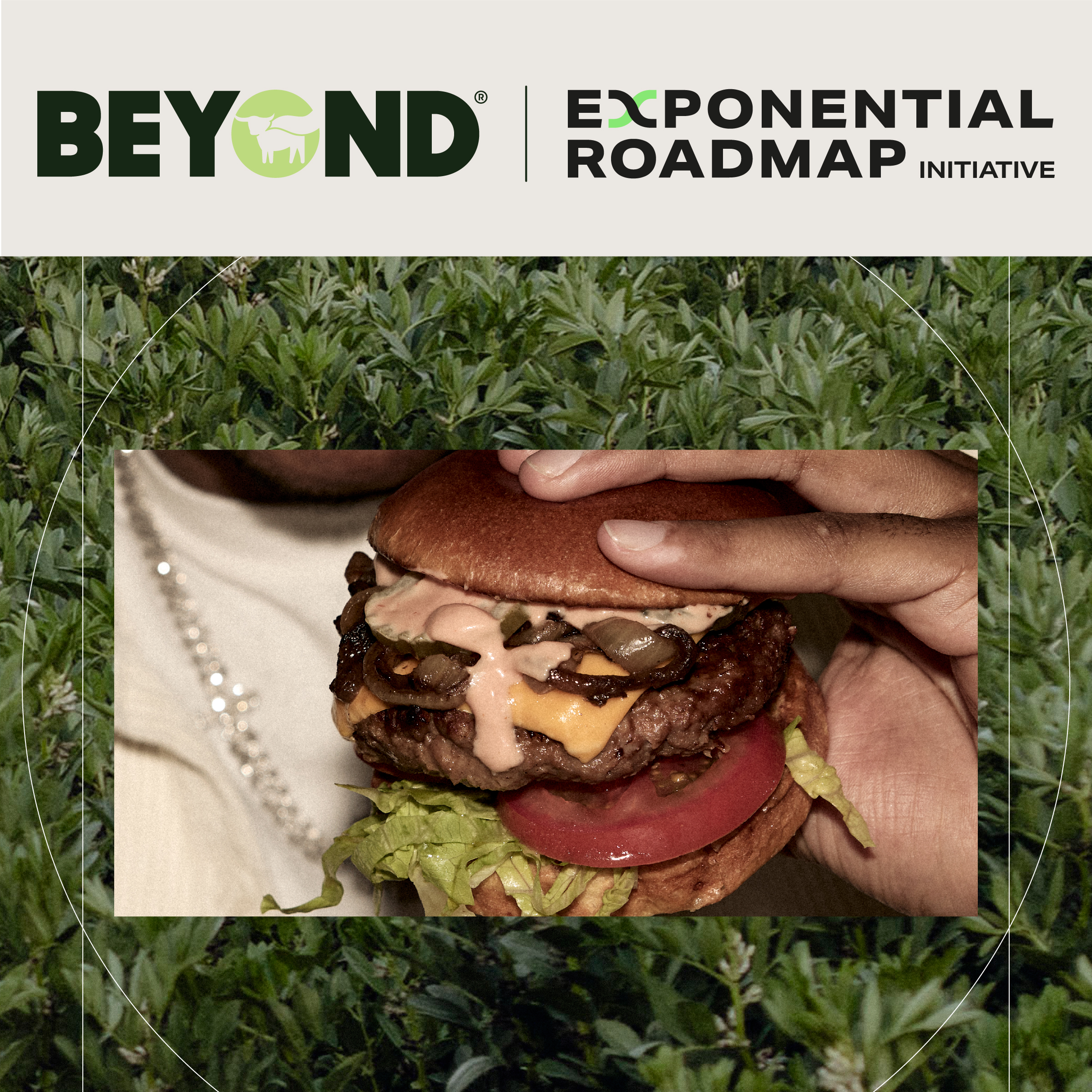 Beyond Burger plant-based patty on grill showing climate-friendly sustainable food innovation