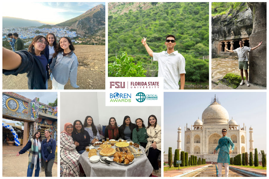 Florida State University student studying abroad with local community members in cultural exchange program