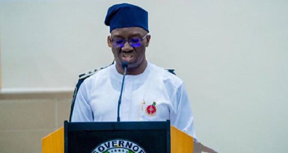 Nigerian Governor Monday Okpebholo delivering Easter message calling for unity and hope in Edo State