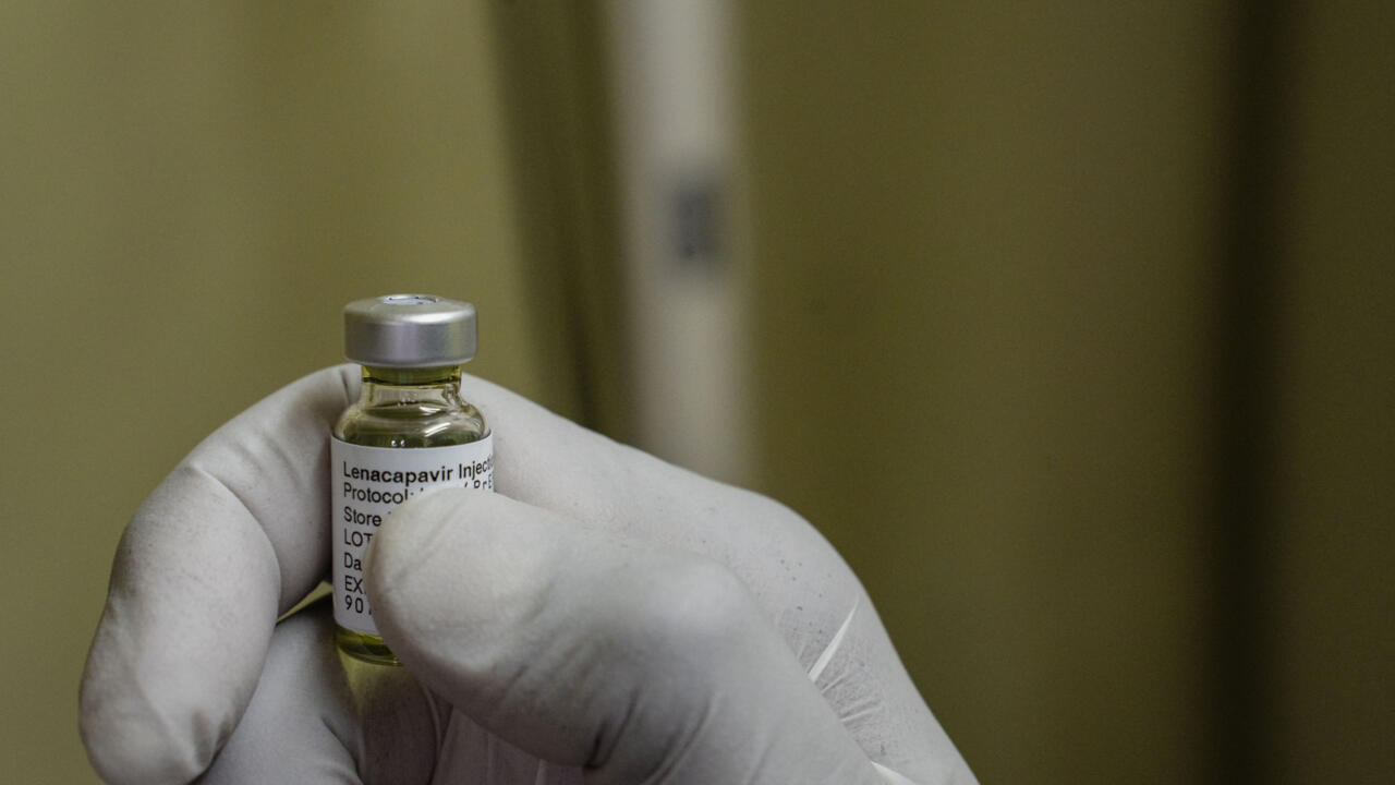 Healthcare worker preparing lenacapavir injection for HIV treatment in South African clinic