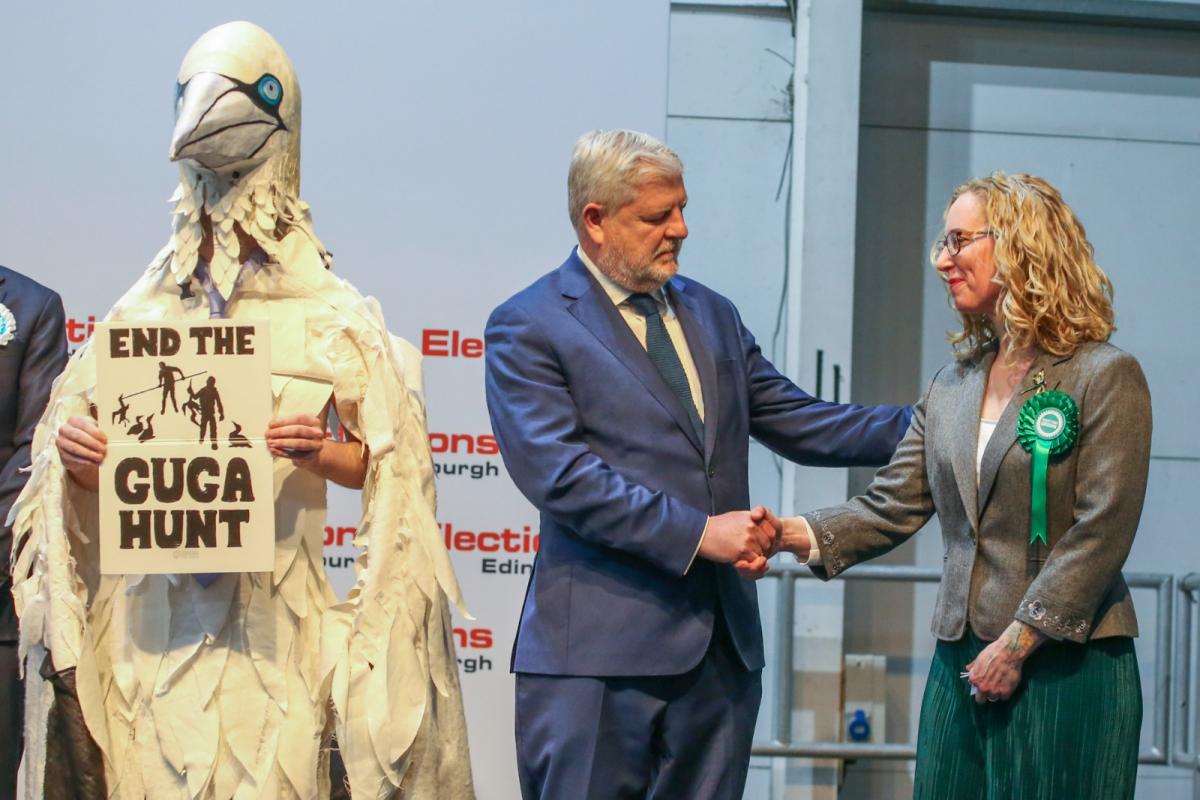 Activist in Bird Suit Celebrates Green Win in Edinburgh