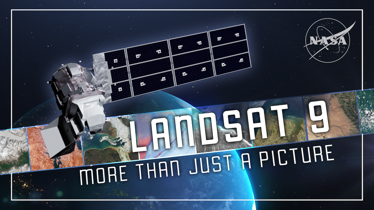 Landsat 9 satellite orbiting Earth capturing detailed images of land and ice below