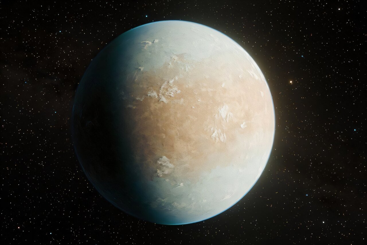 Artist rendering of exoplanet HD 137010 b, an icy Earth-sized world orbiting distant star