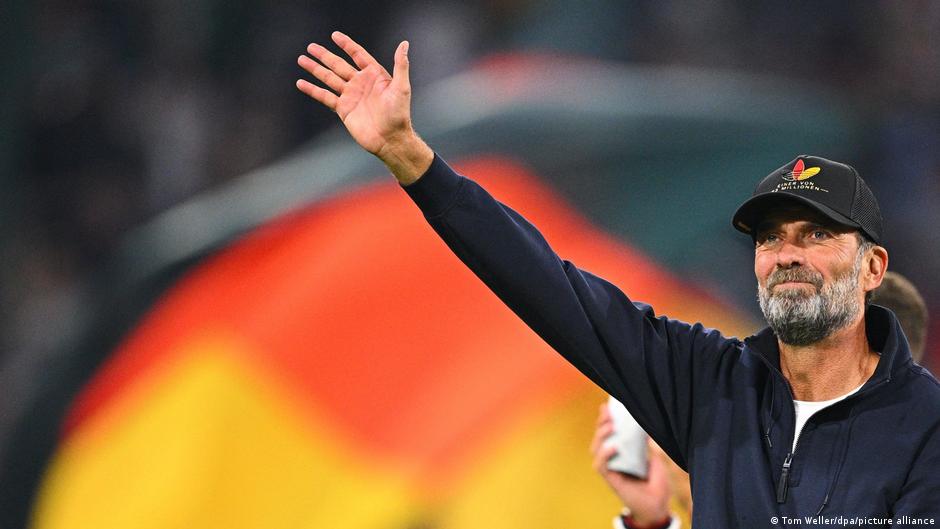 Tom Bischof celebrating his first goal for Germany's national team in Munich
