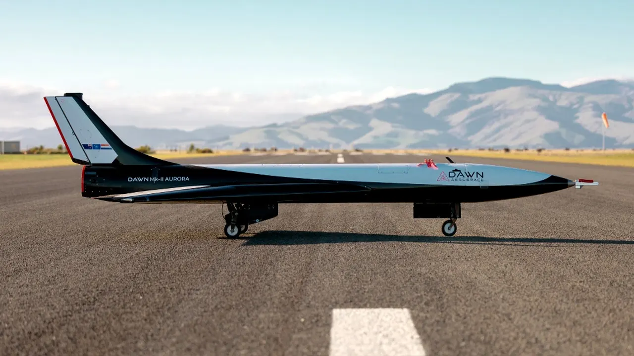 Aurora spaceplane on runway preparing for high-altitude flight to edge of space
