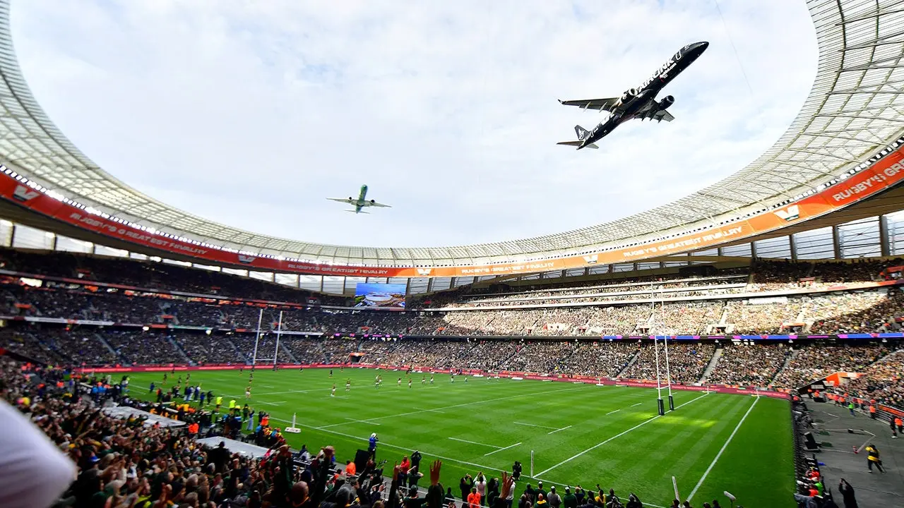 Two Jets Buzz Rugby Stadium in South Africa's Wildest Flyover