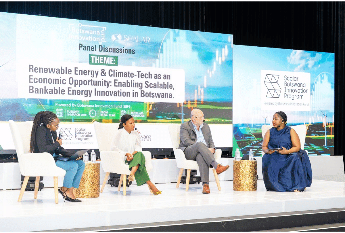 Entrepreneurs collaborating at startup accelerator program launch event in Gaborone, Botswana