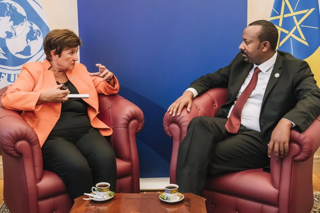 Ethiopian Prime Minister Abiy Ahmed in discussion with IMF Managing Director Kristalina Georgieva