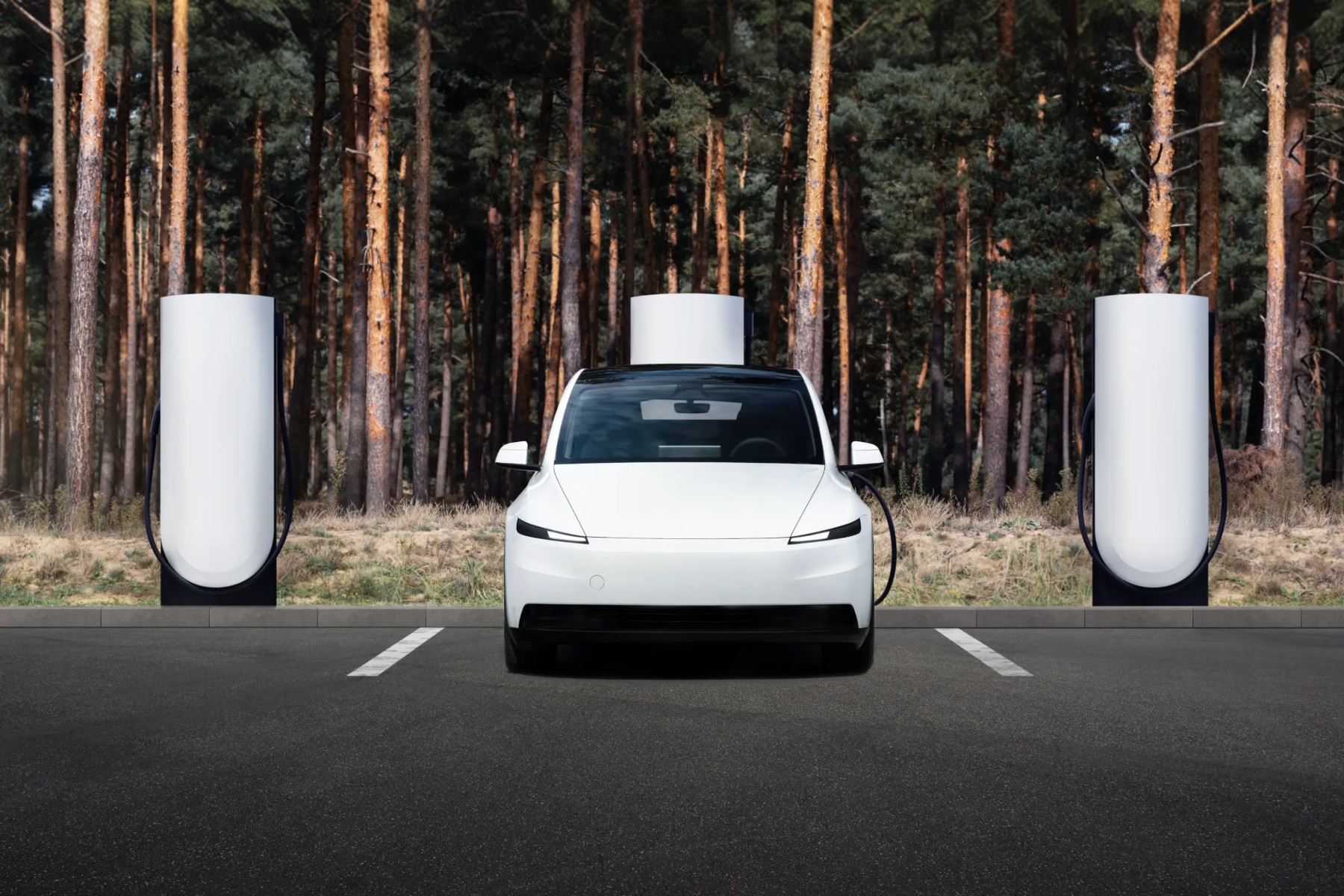 Modern electric vehicles charging at European charging stations with clean energy infrastructure