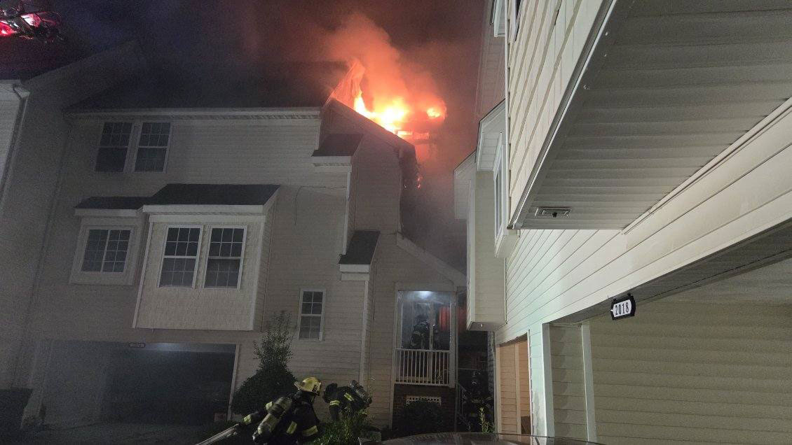 Virginia Firefighters Ladder-Rescue 3 from Third-Floor Fire