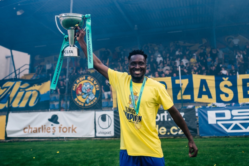Cletus Nombil in action as midfielder for FC Zlín in Czech Republic