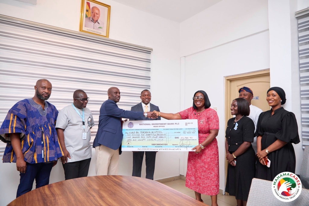 Medical professionals at Korle-Bu Teaching Hospital in Ghana providing patient care
