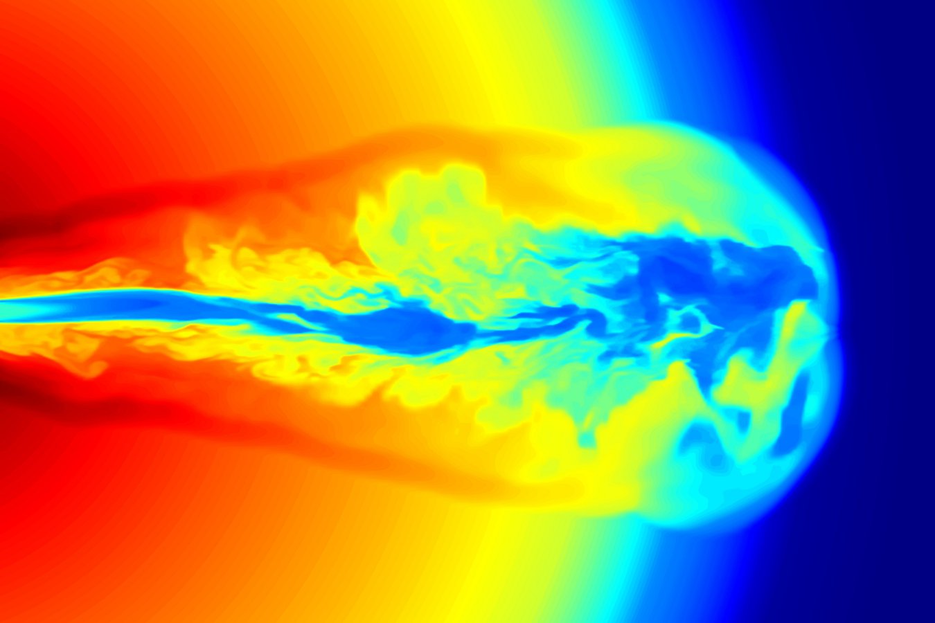 Visual representation of fluid dynamics equations flowing across a digital screen with mathematical symbols
