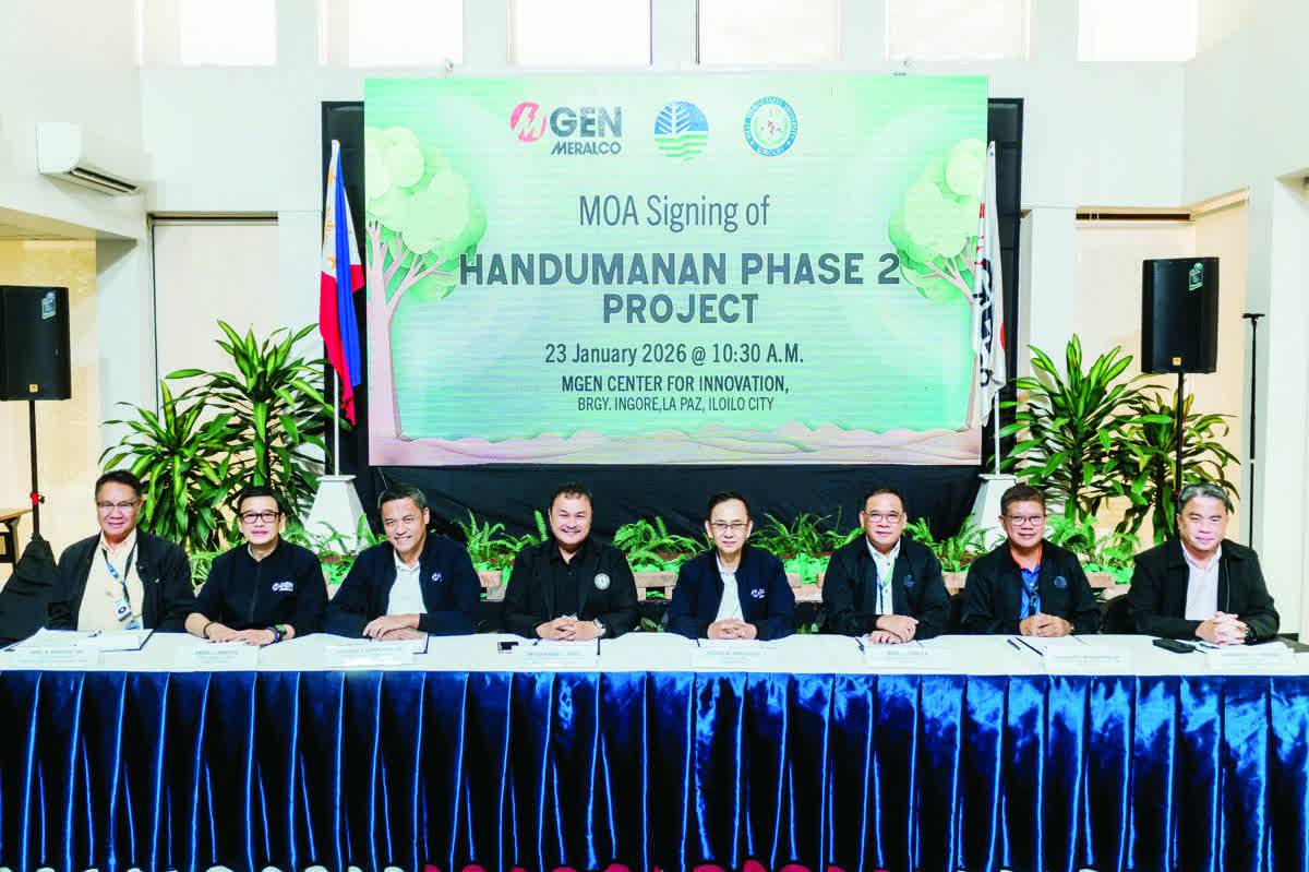 Officials from MGEN, university, and environmental agencies sign reforestation partnership agreement in Iloilo, Philippines