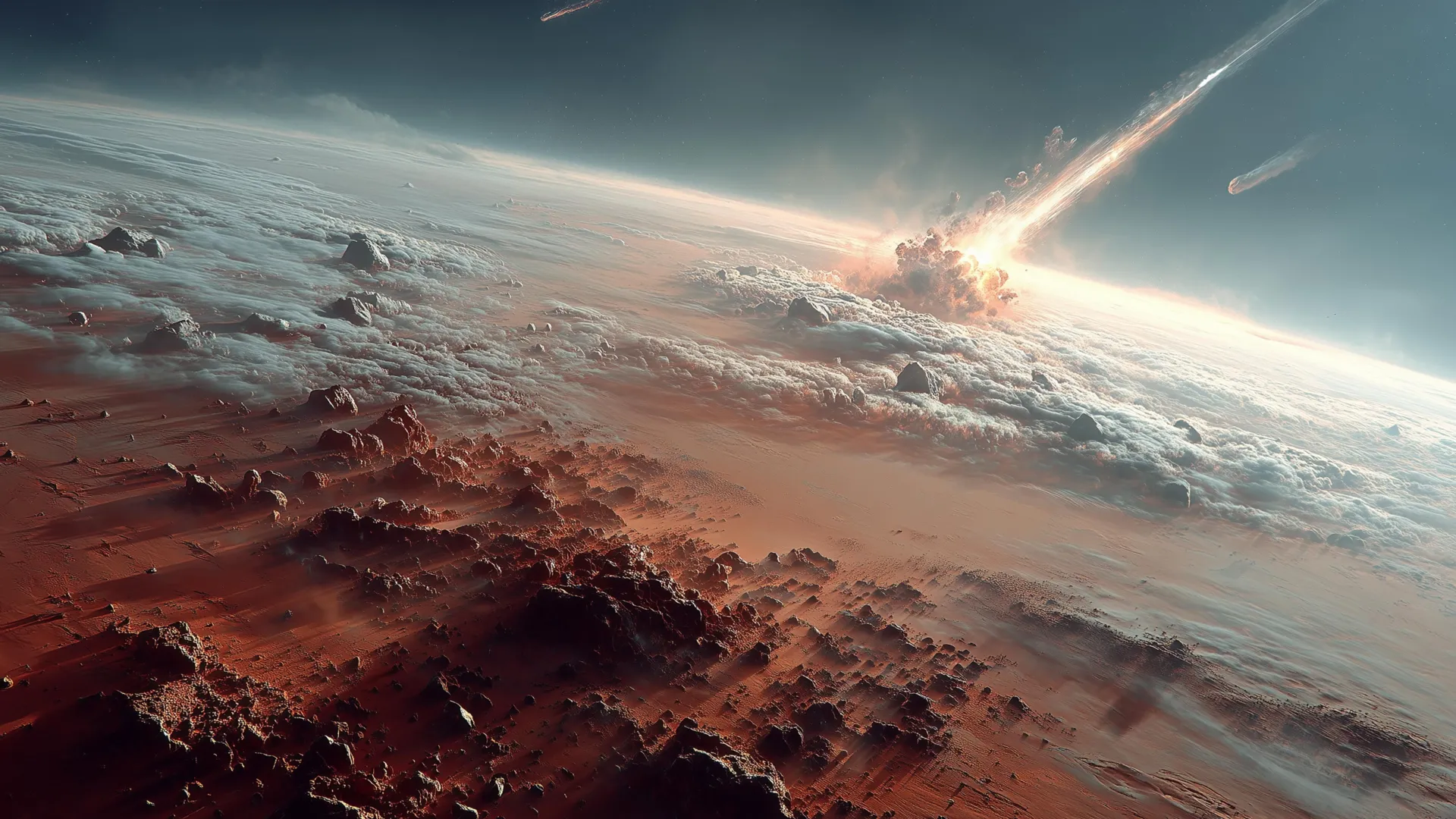 Microscopic view of Deinococcus radiodurans bacteria surviving simulated asteroid impact conditions in laboratory