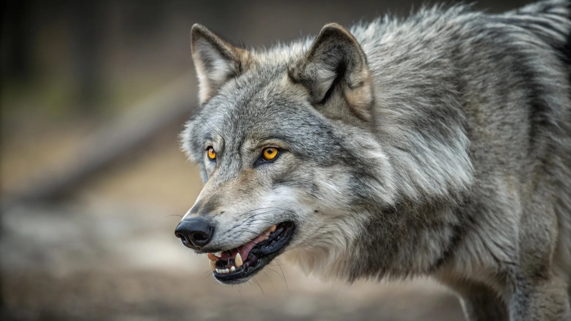 Wildlife animals with GPS tracking collars moving through natural landscape with distant human presence